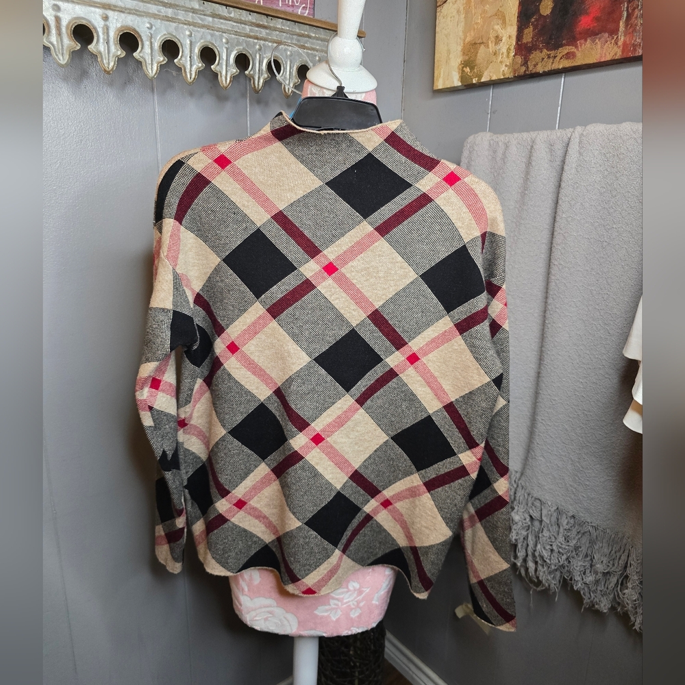 RACHEL ZOE Funnel Neck Plaid Sweater